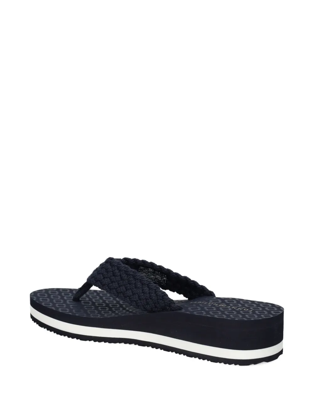 Tommy Hilfiger TH-monogram crochet-wedge flip-flops Blue