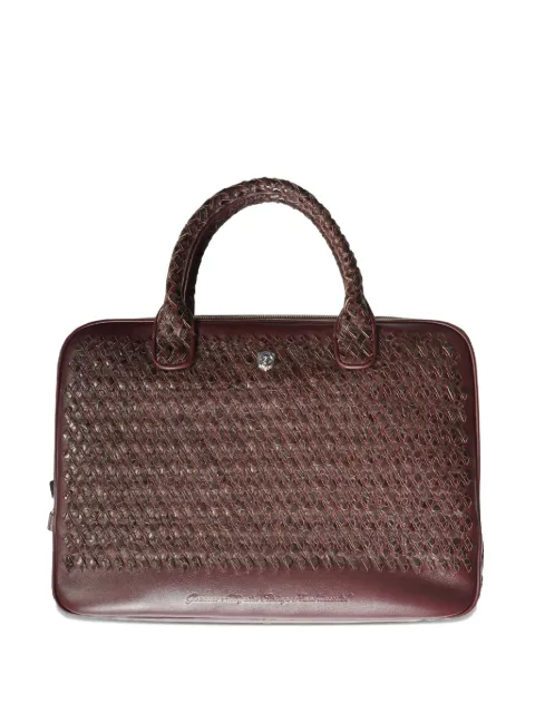 Lardini woven-leather laptop bag