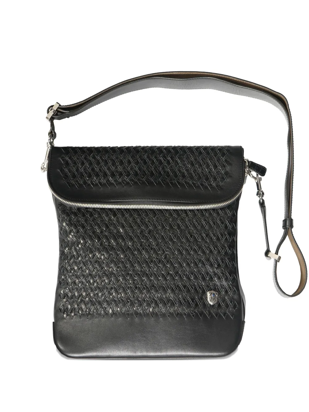 Lardini woven leather messenger bag | Black | Image 1
