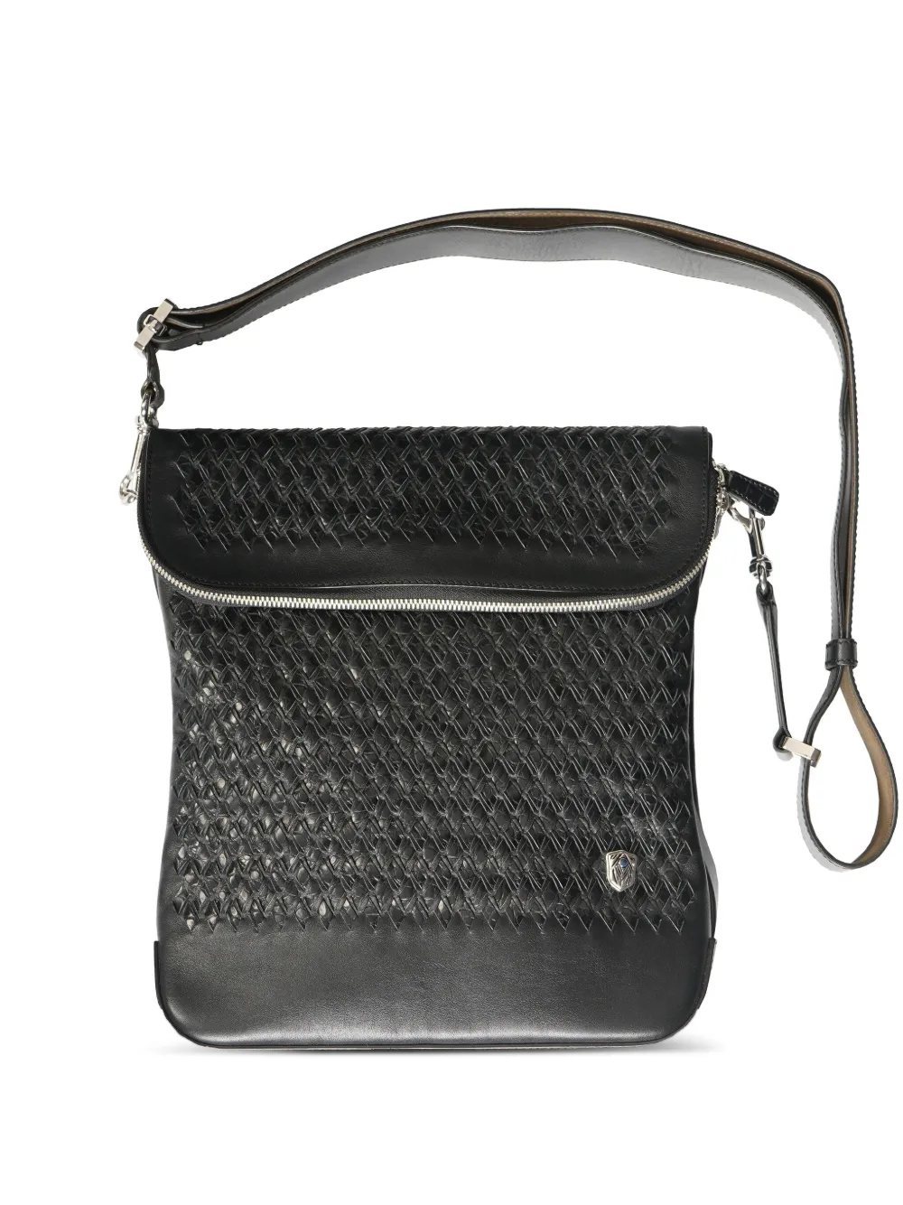 woven leather messenger bag