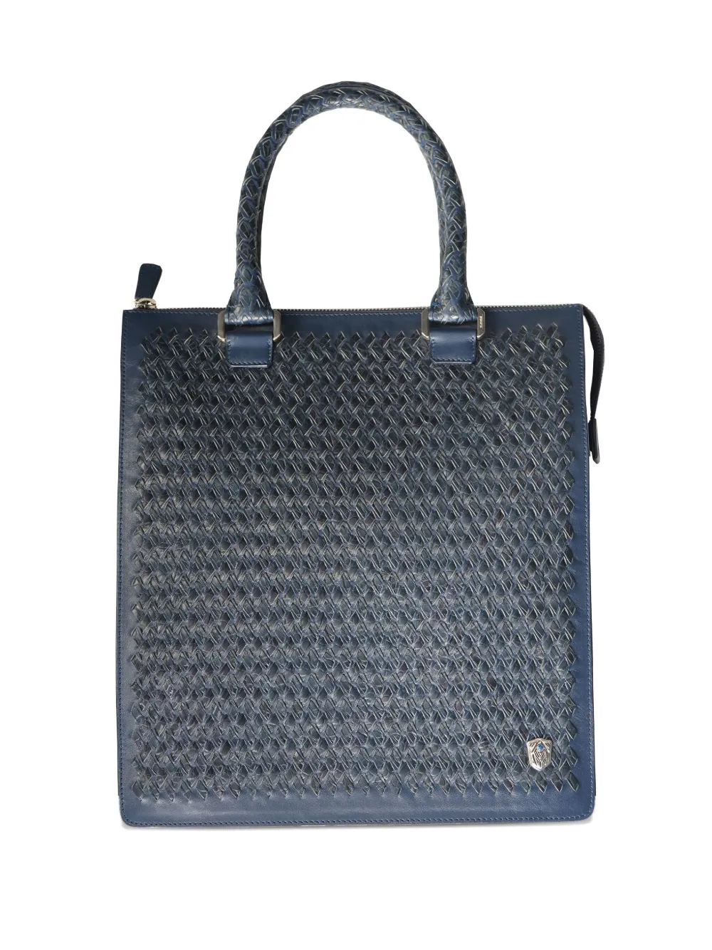 Lardini Tardini woven calfskin leather tote bag | Blue | Image 1
