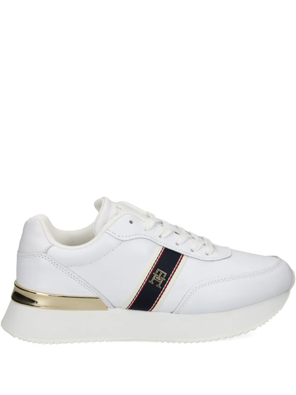 leather striped low-top sneakers