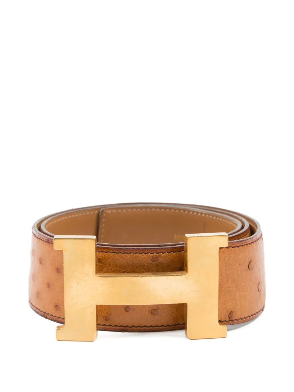 Hermès Pre-Owned 1998 Constance ostrich leather buckled belt | Brown | Image 1