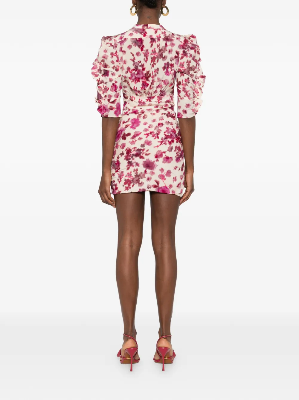 ISABEL MARANT Mini-jurk met bloemenprint en ruches Beige