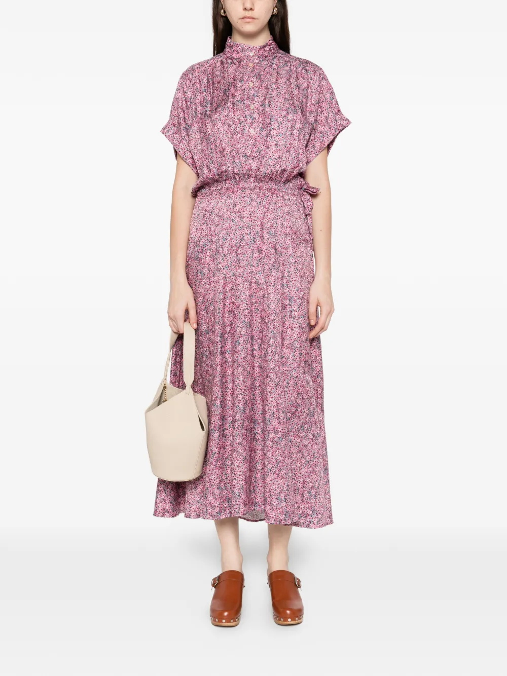 ISABEL MARANT floral midi shirt dress - Roze
