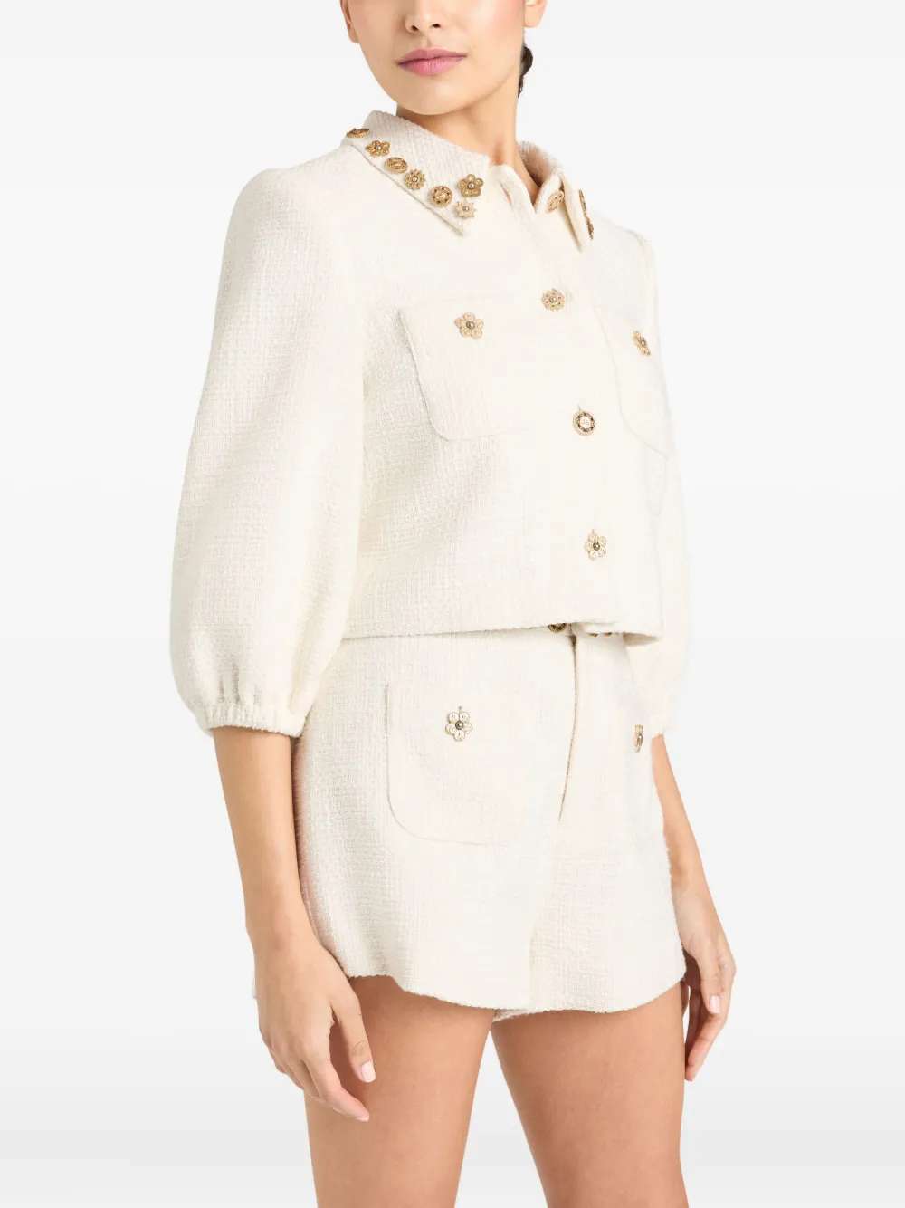 Cinq A Sept Ansey embellished puff-sleeve jacket Wit