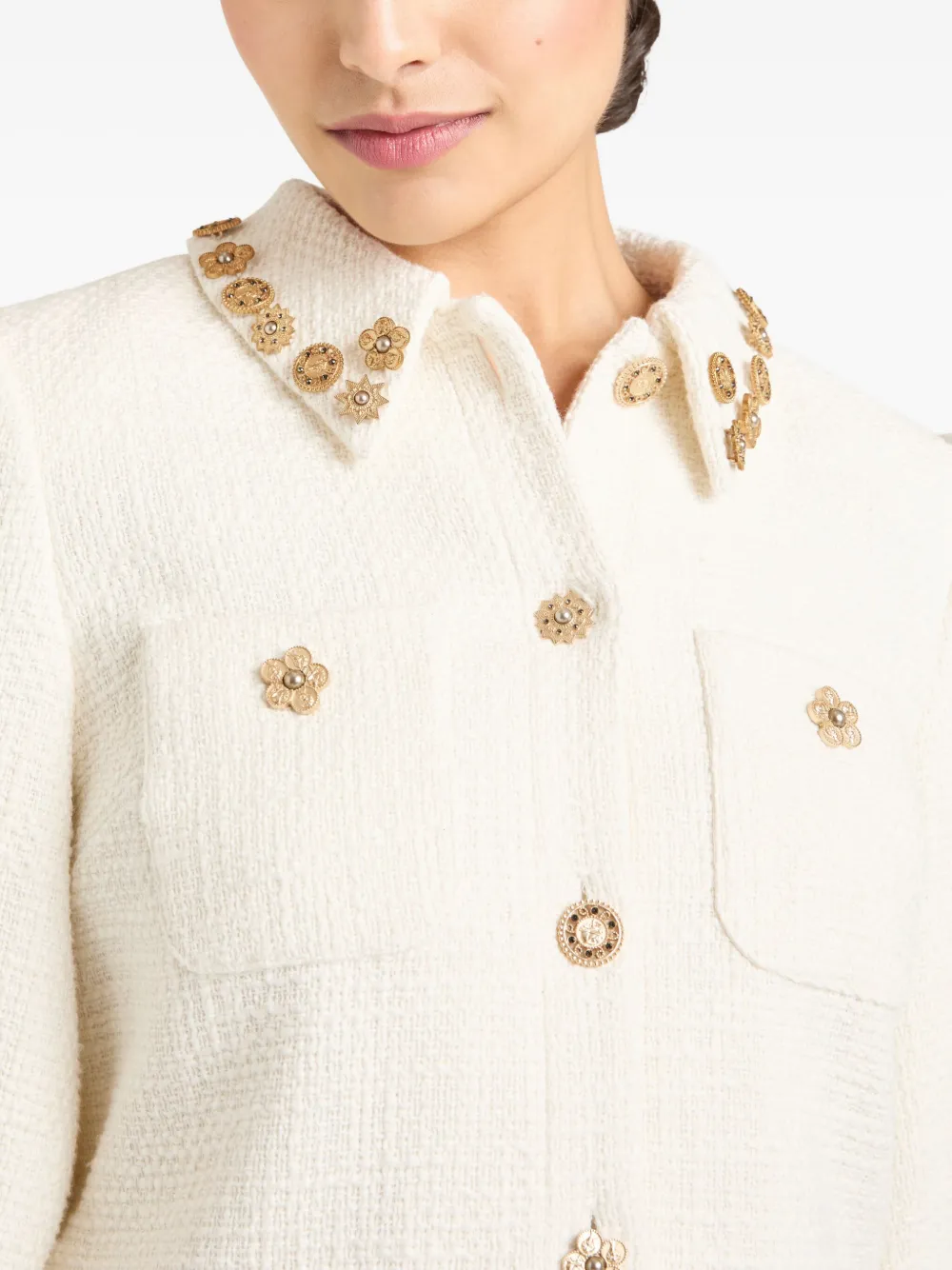 Cinq A Sept Ansey embellished puff-sleeve jacket Wit