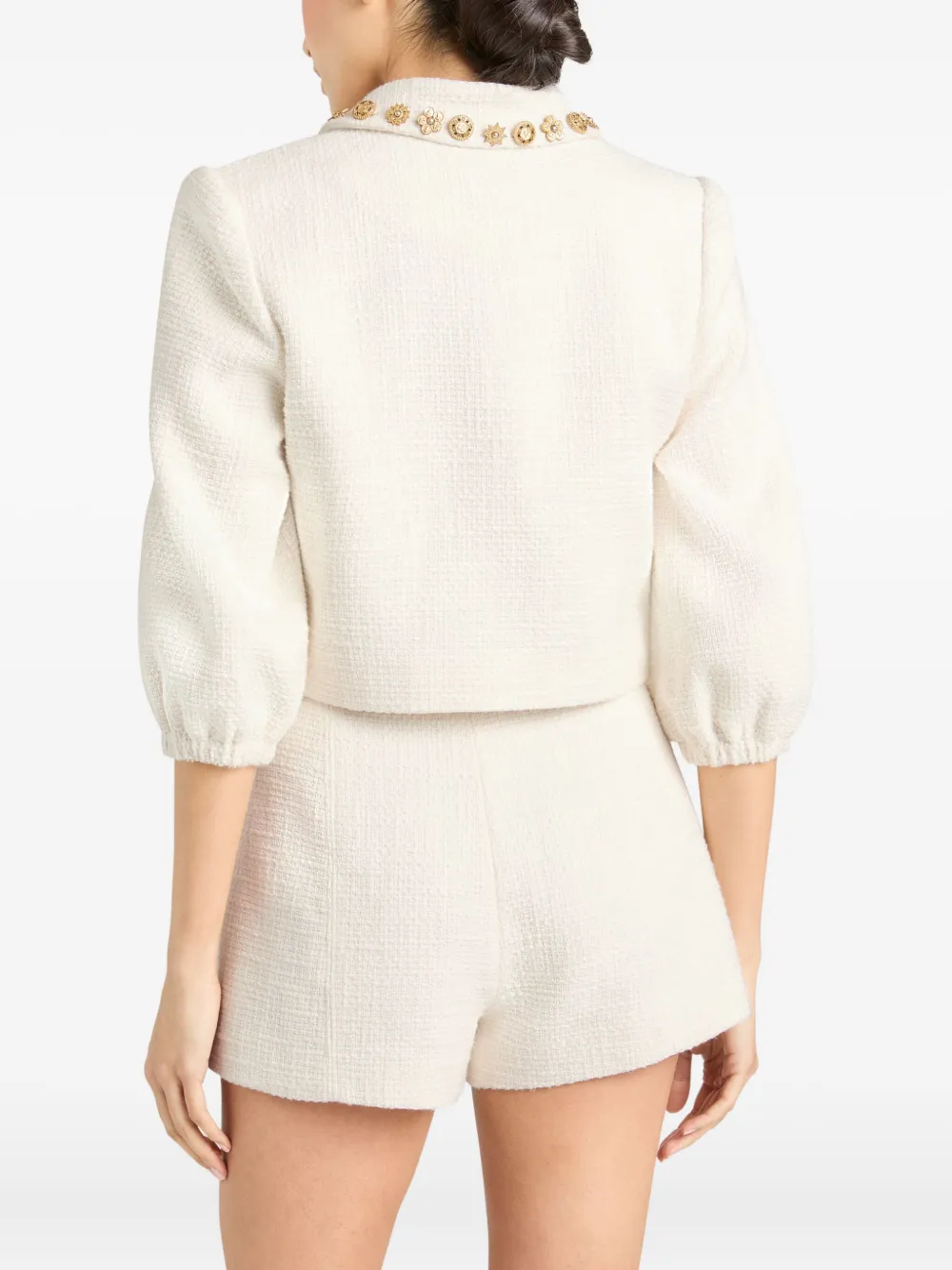 Cinq A Sept Ansey embellished puff-sleeve jacket Wit