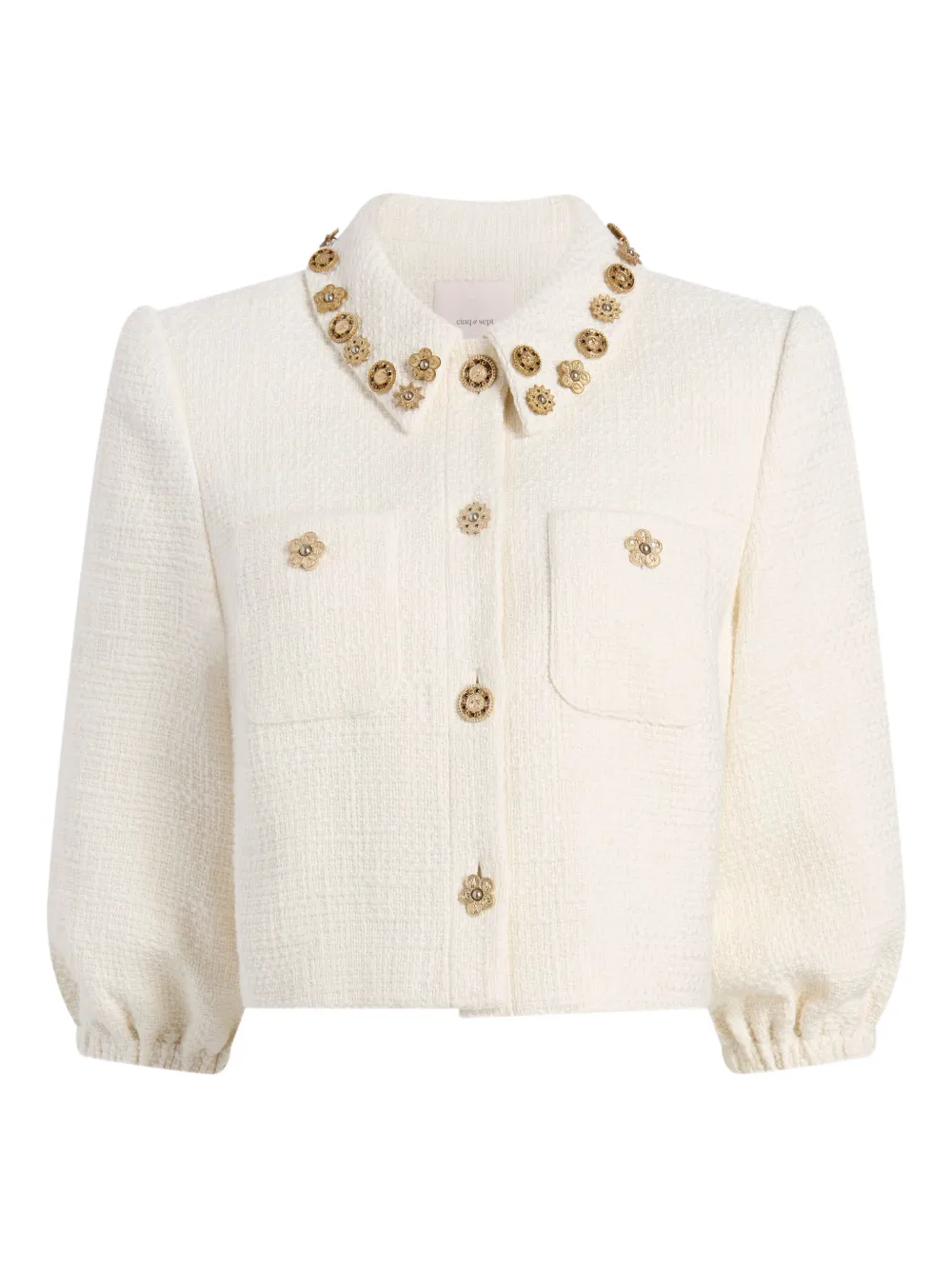 Cinq A Sept Ansey embellished puff-sleeve jacket Wit