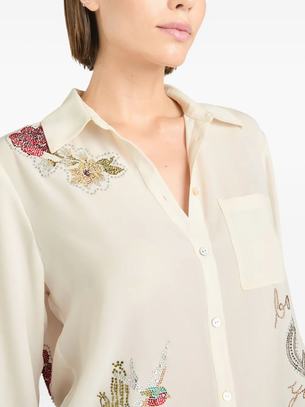 Cinq A Sept Amour embellished floral shirt Wit