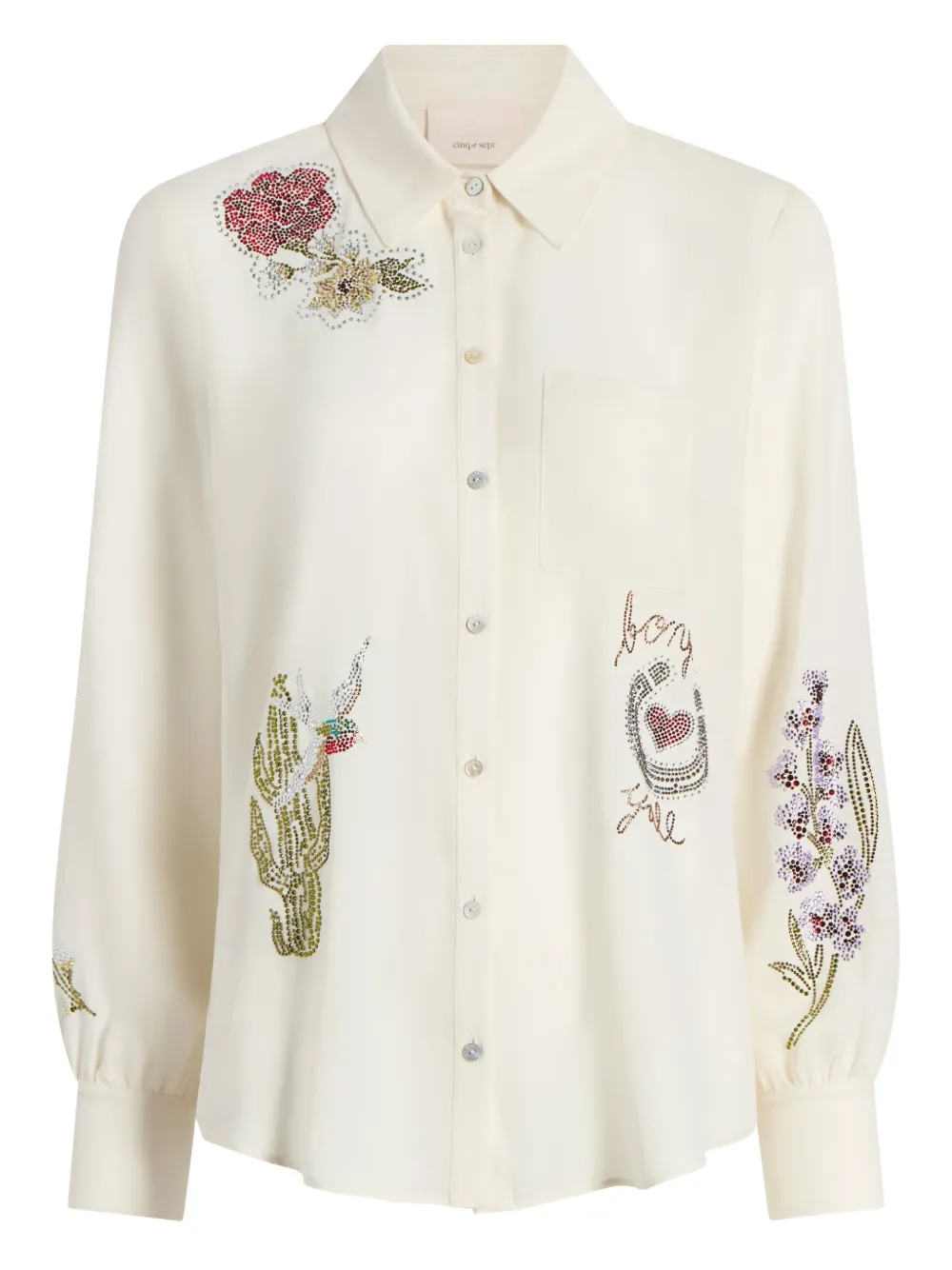 Cinq A Sept Amour embellished floral shirt Wit