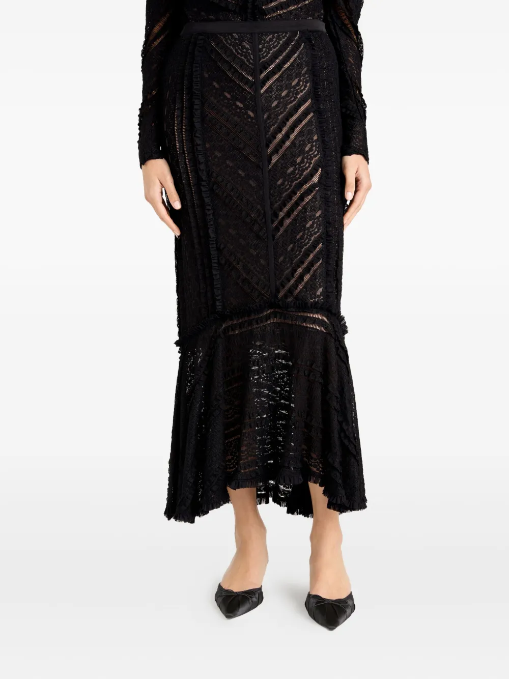 Cinq A Sept Maceio ruffled skirt Zwart