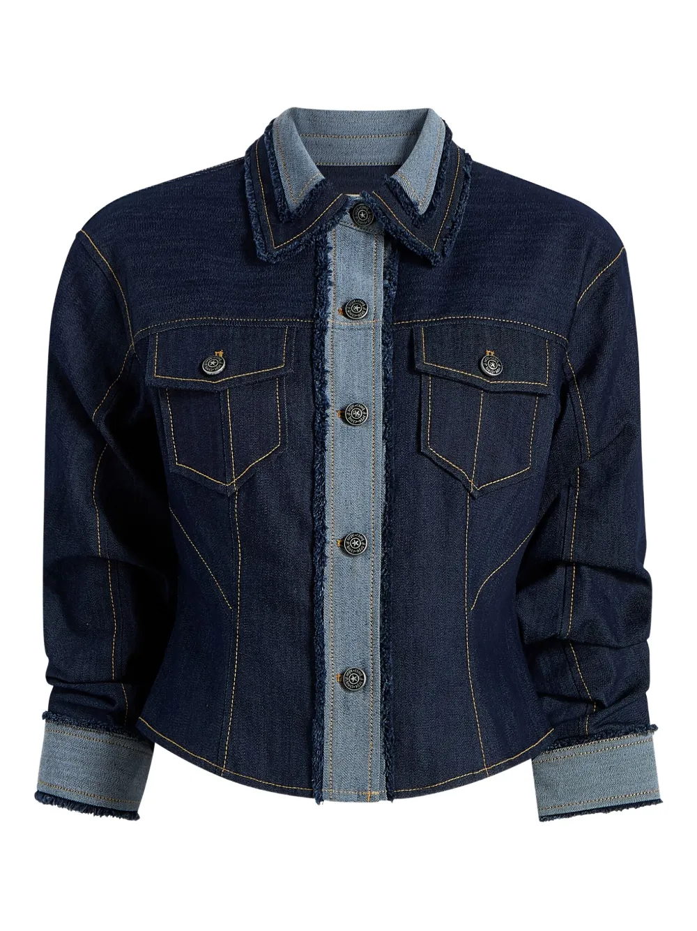 Cinq A Sept Canyon Jacke frayed-detail denim jacket Blauw