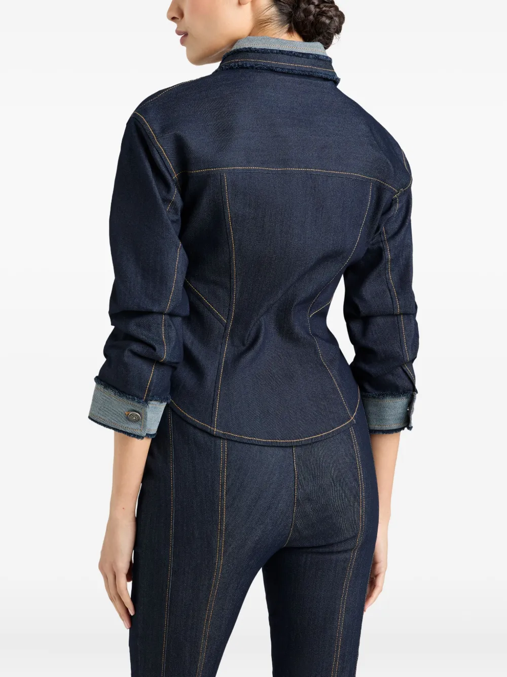 Cinq A Sept Canyon Jacke frayed-detail denim jacket Blauw