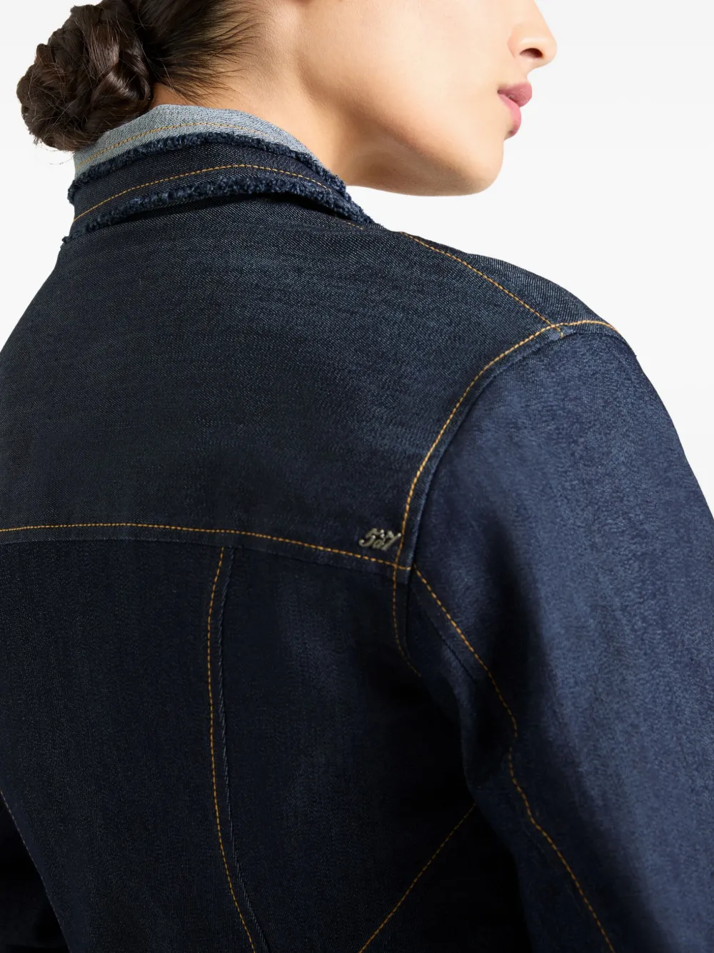 Cinq A Sept Canyon Jacke frayed-detail denim jacket Blauw