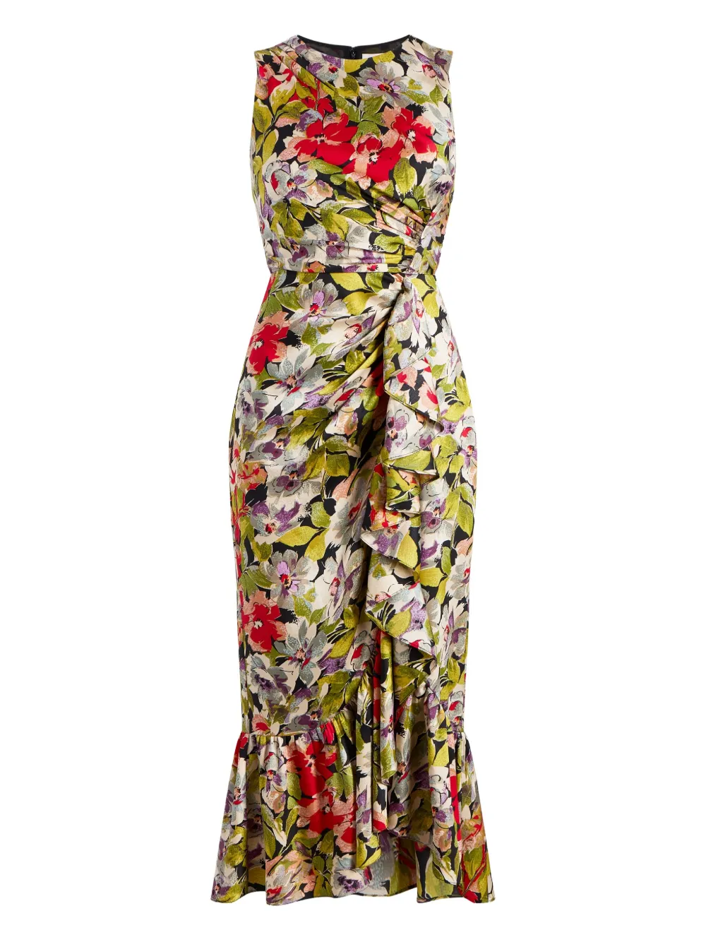 Cinq A Sept Canyon Bloom Elvira floral ruffled midi dress Zwart