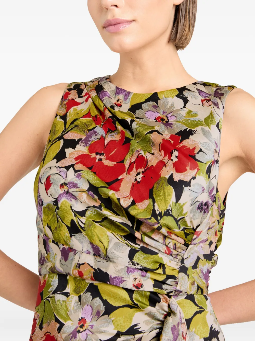 Cinq A Sept Canyon Bloom Elvira floral ruffled midi dress Zwart