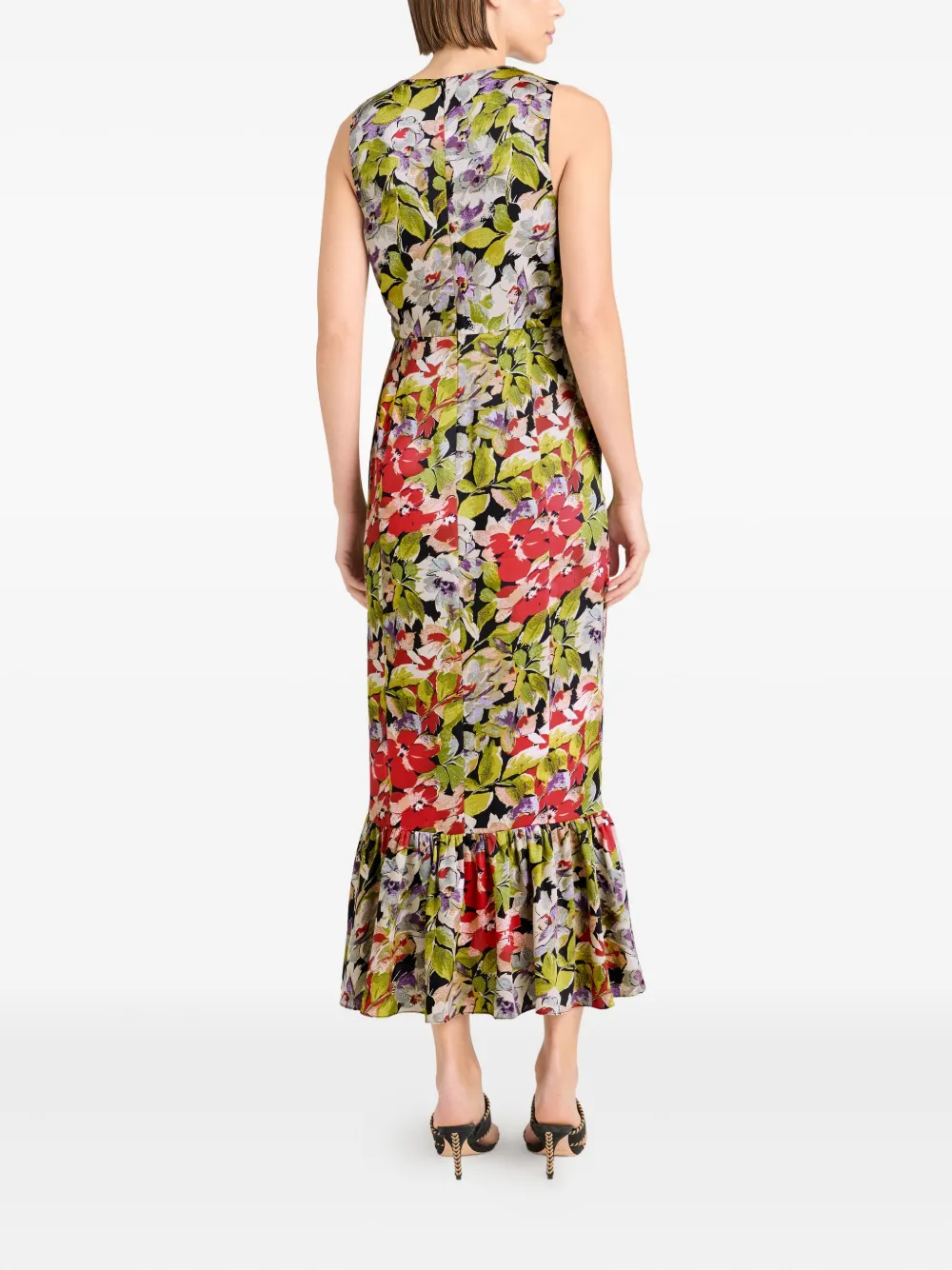 Cinq A Sept Canyon Bloom Elvira floral ruffled midi dress Zwart