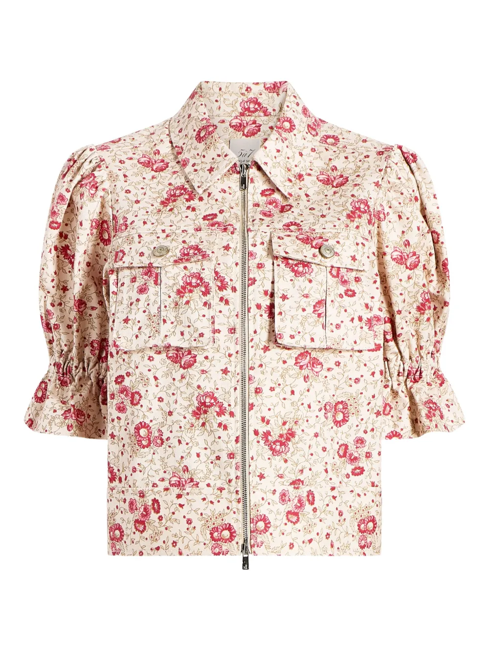Cinq A Sept Holly floral puff-sleeve jacket Beige