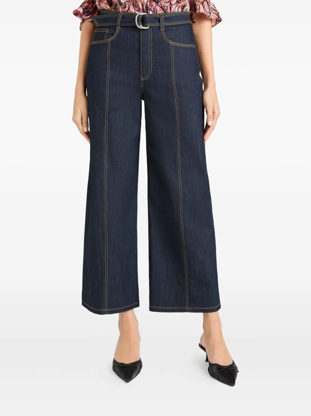 Cinq A Sept contrast-seams jeans Blauw