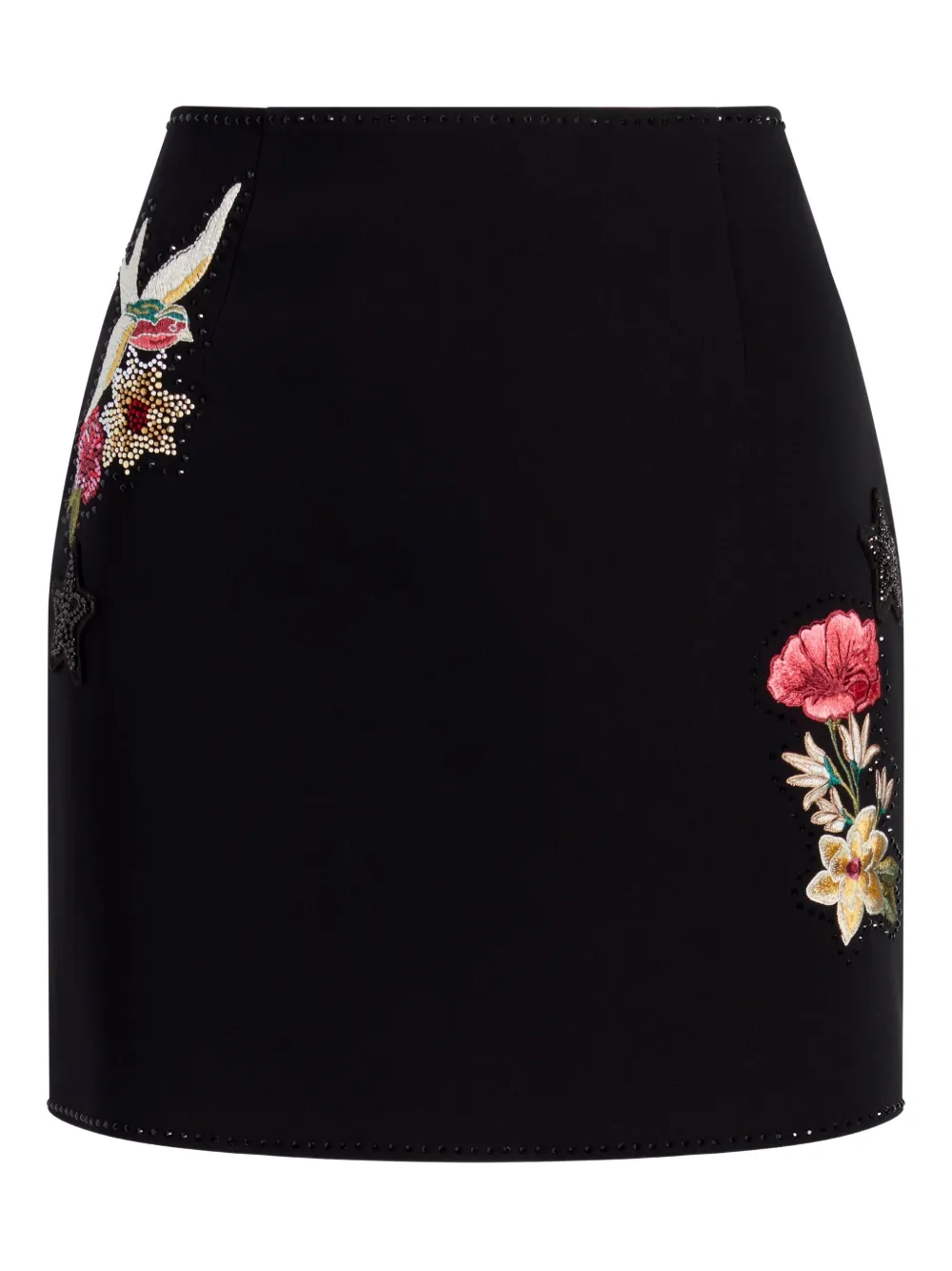 Cinq A Sept Western Amour Doris floral-embroidered mini skirt Zwart