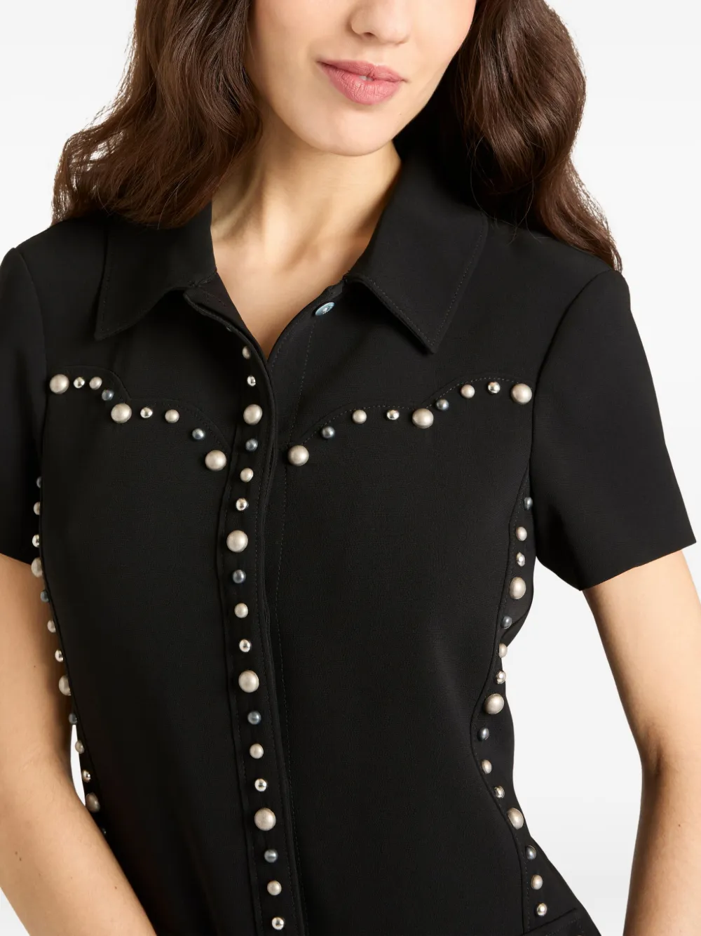 Cinq A Sept stud-embellished mini dress Zwart