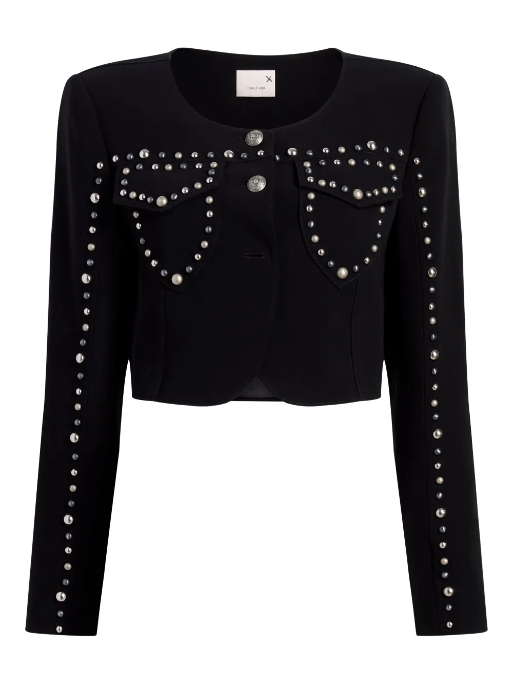 Cinq A Sept Olga studded cropped jacket - ブラック Cinq A Sept Olga studded cropped jacket - ブラック