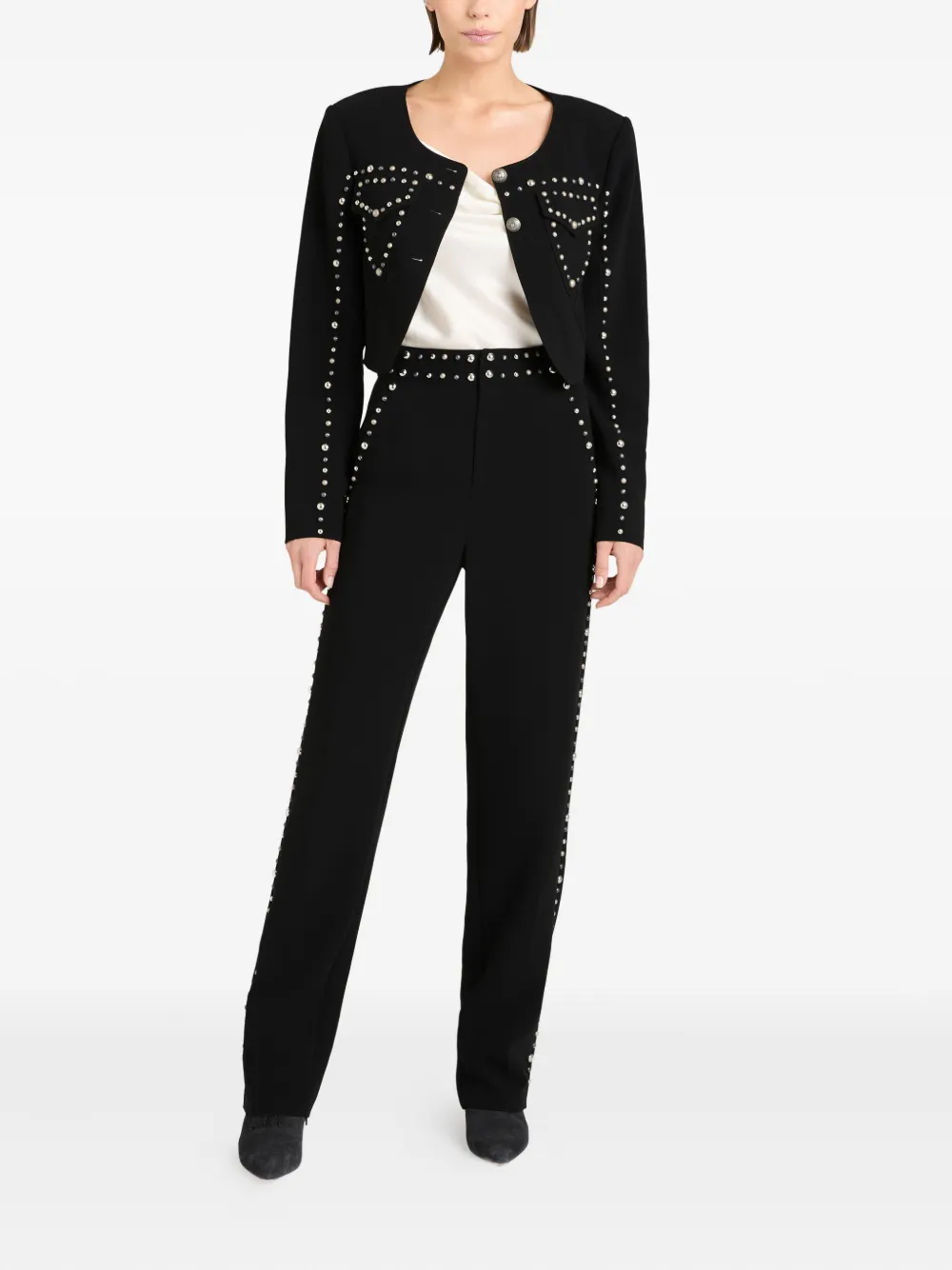 Cinq A Sept Olga studded cropped jacket Zwart