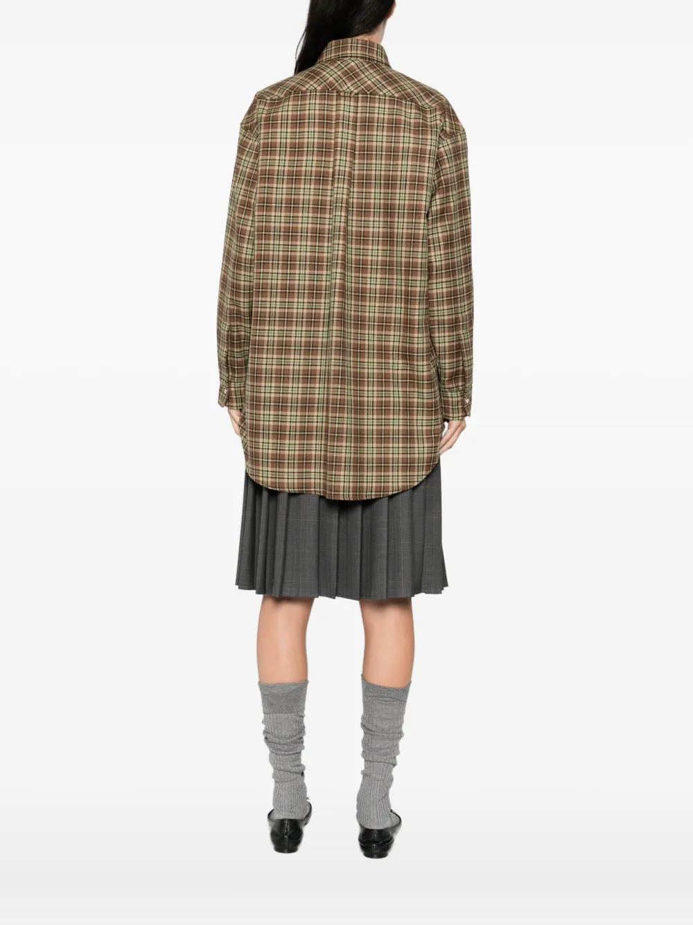 Miu Geruit wollen blouse Bruin