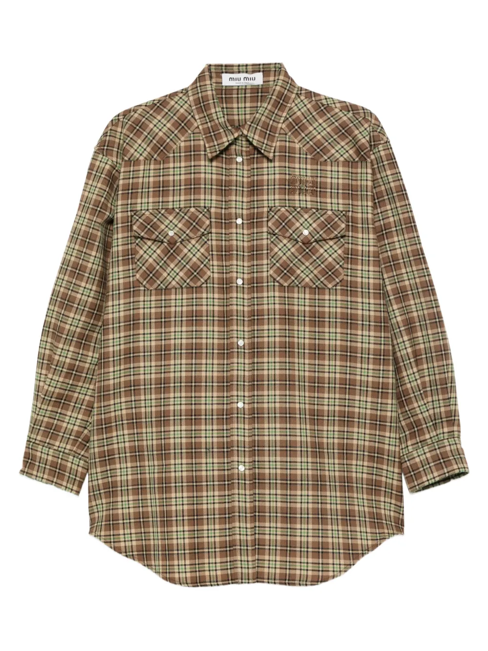 Miu Geruit wollen blouse Bruin