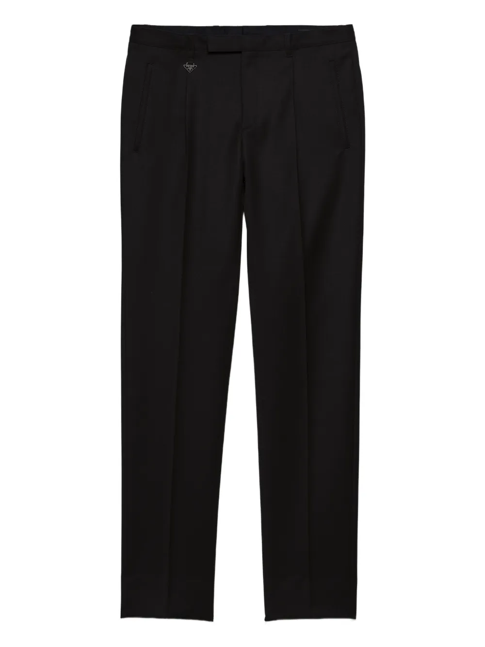 pleated-front wool trousers
