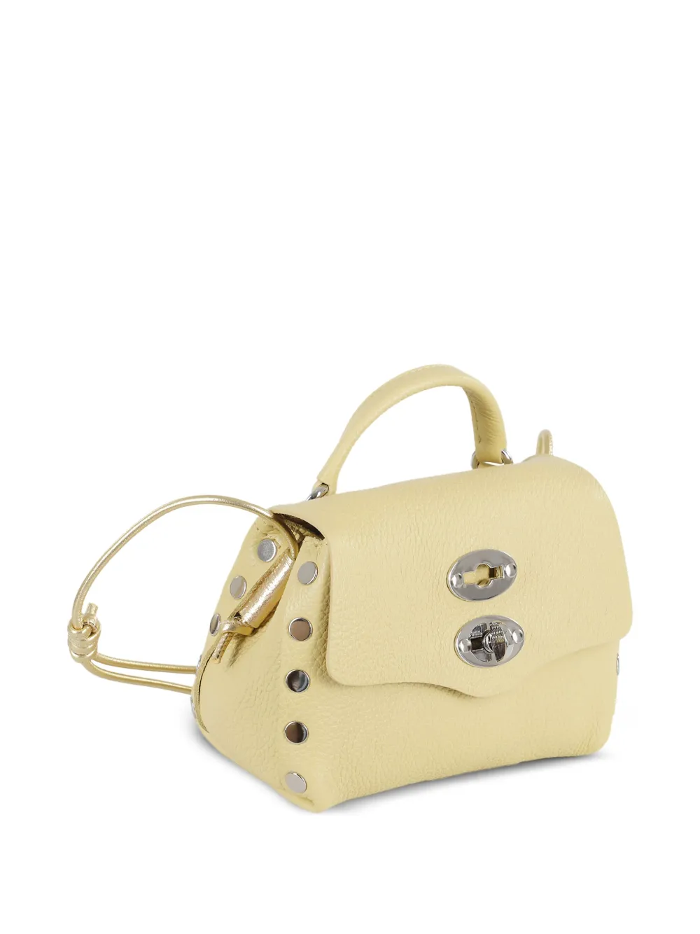 Zanellato Postina kleine crossbodytas met studs en handgreep Geel