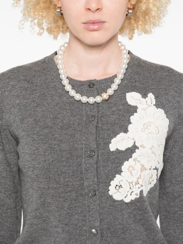 美品 Zhor&Nema カシミヤ混 ウール カーディガン レース S グレー 美品 Zhor&Nema カシミヤ混 ウール カーディガン レース S グレー