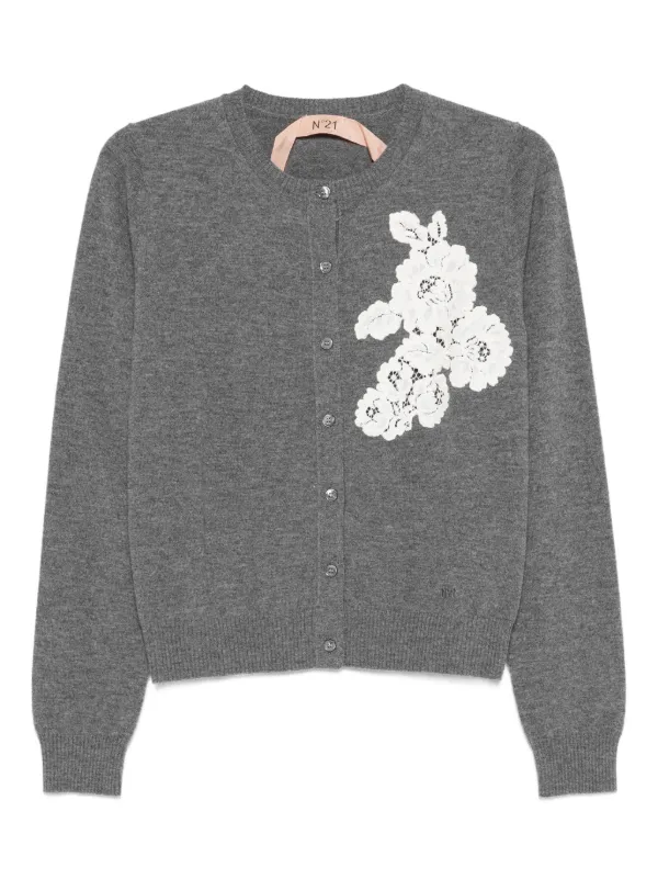 Nº21 フローラルレース カーディガン | グレー | FARFETCH JP