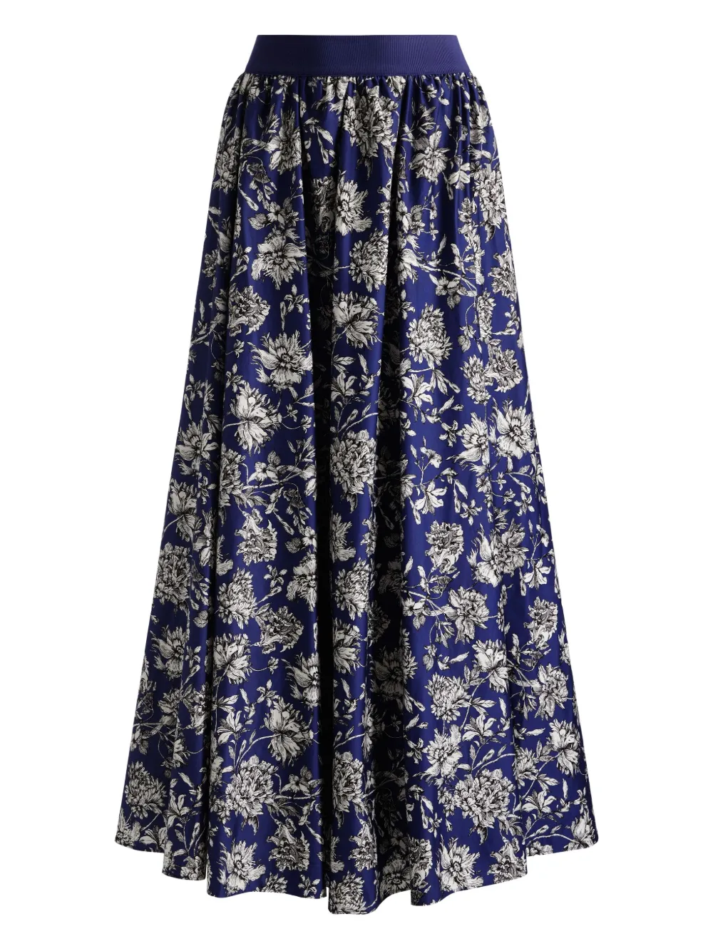 Alice And Olivia Nilda Floral-print Elastic-waist Maxi Skirt In Blue
