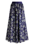 alice + olivia Nilda floral-print elastic-waist maxi skirt - Blue