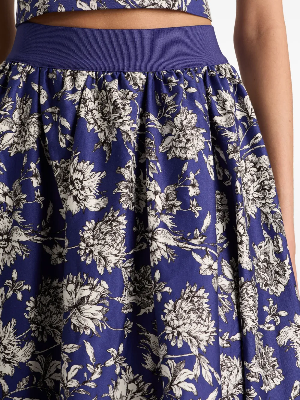 alice + olivia Nilda maxi-rok met elastische taille en bloemenprint Blauw