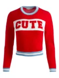 alice + olivia appliqué-embellished crew-neck sweater - Red
