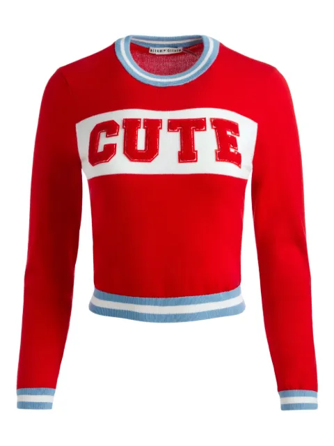 alice + olivia appliqué-embellished crew-neck sweater