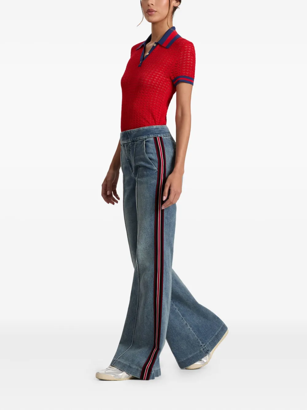 alice + olivia Dylan flared jeans met streepdetail Blauw