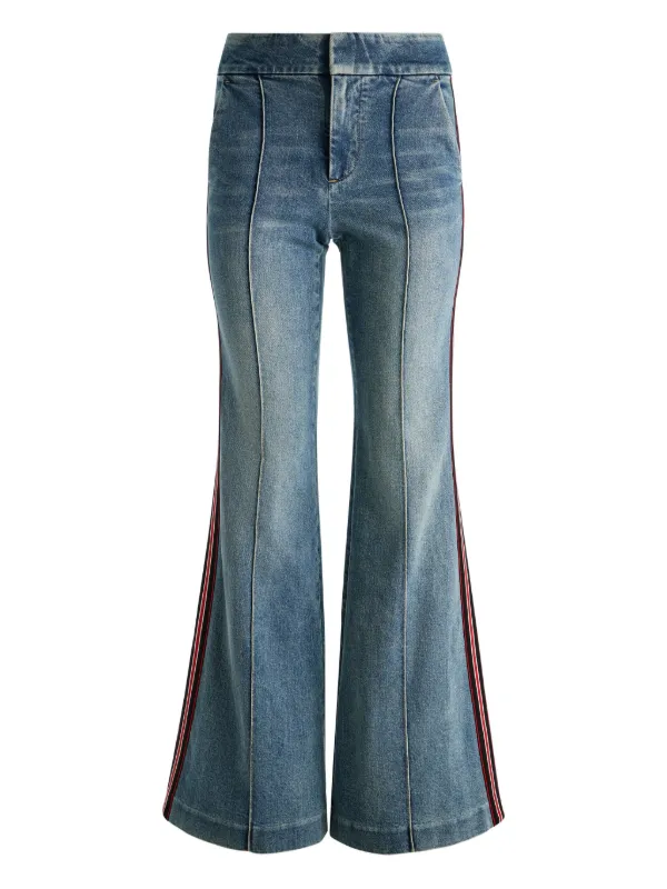 Alice Olivia Dylan stripe-detail wide-leg Jeans Blue FARFETCH