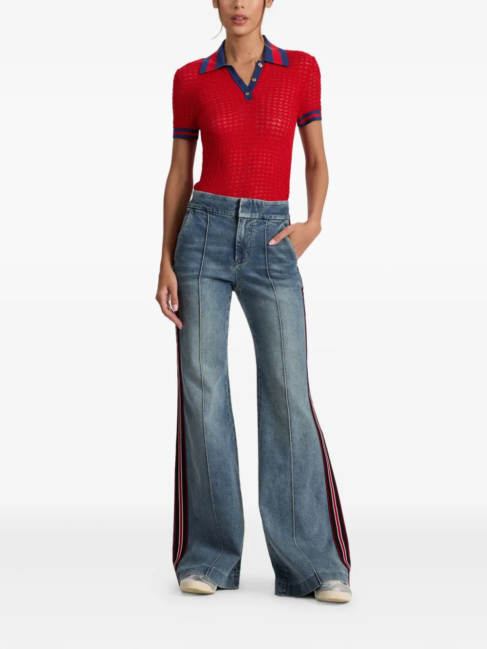 alice + olivia Dylan stripe-detail flared jeans | Flares & Bell Bottom Jeans | Image 2