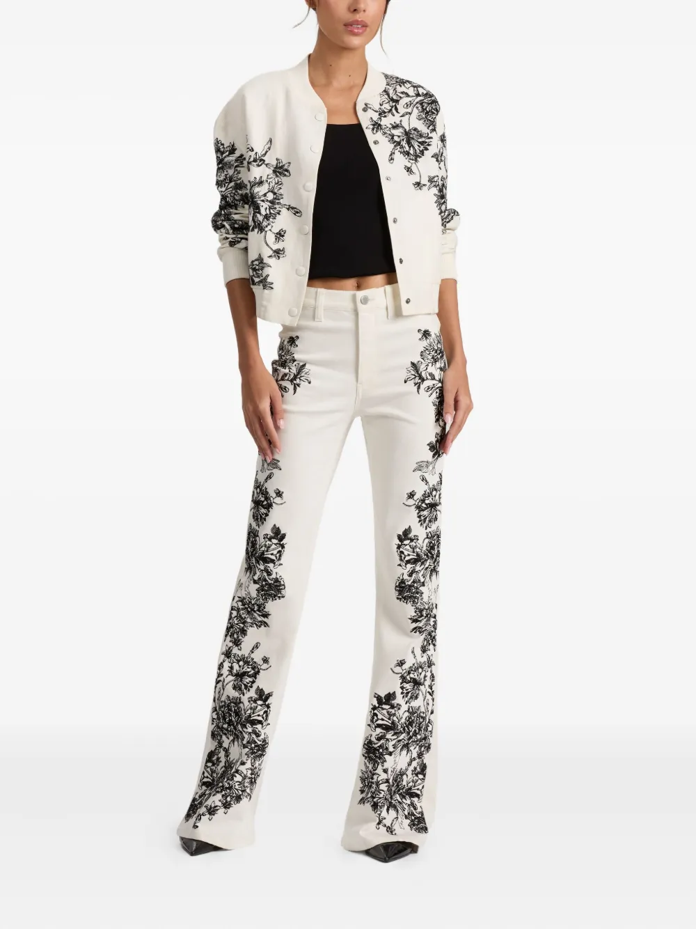 alice + olivia Keri bomberjack met geborduurde bloemen Wit