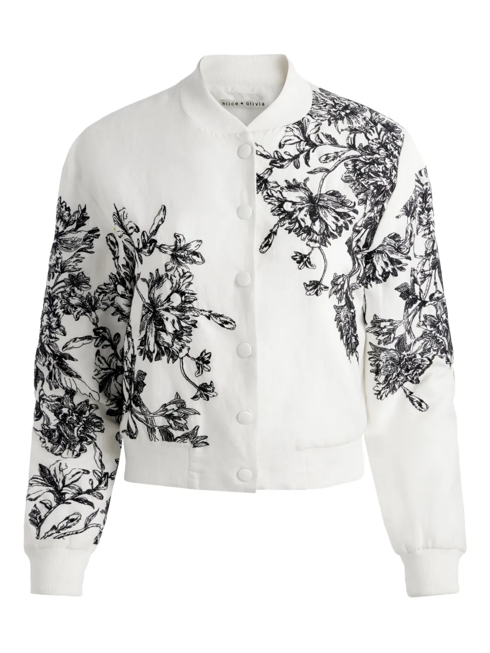 Alice + olivia Keri bomberjack met geborduurde bloemen Wit