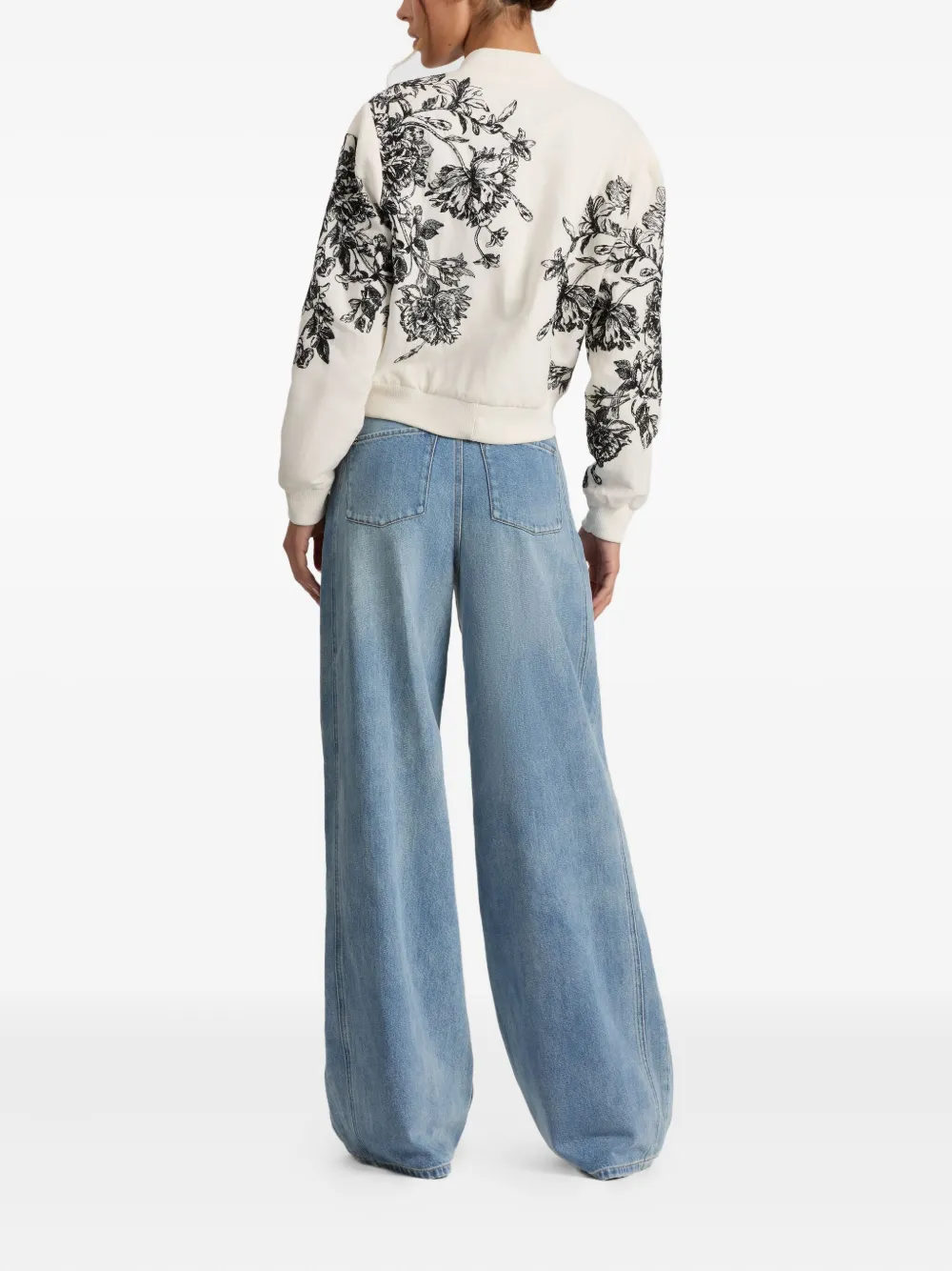 alice + olivia Keri bomberjack met geborduurde bloemen Wit