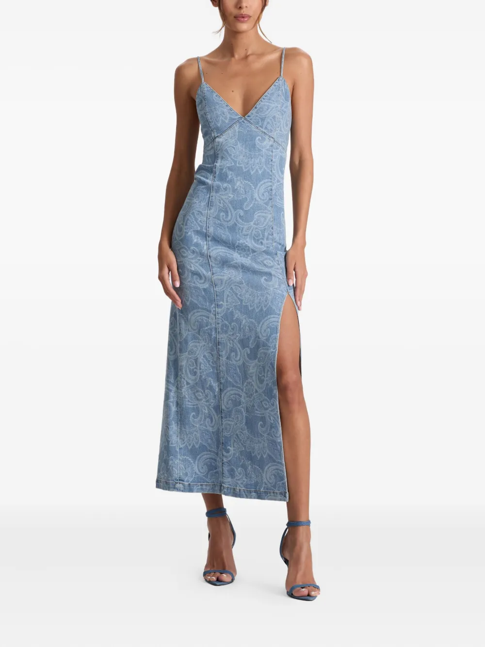 alice + olivia Julietta paisley-print midi slip dress Blauw