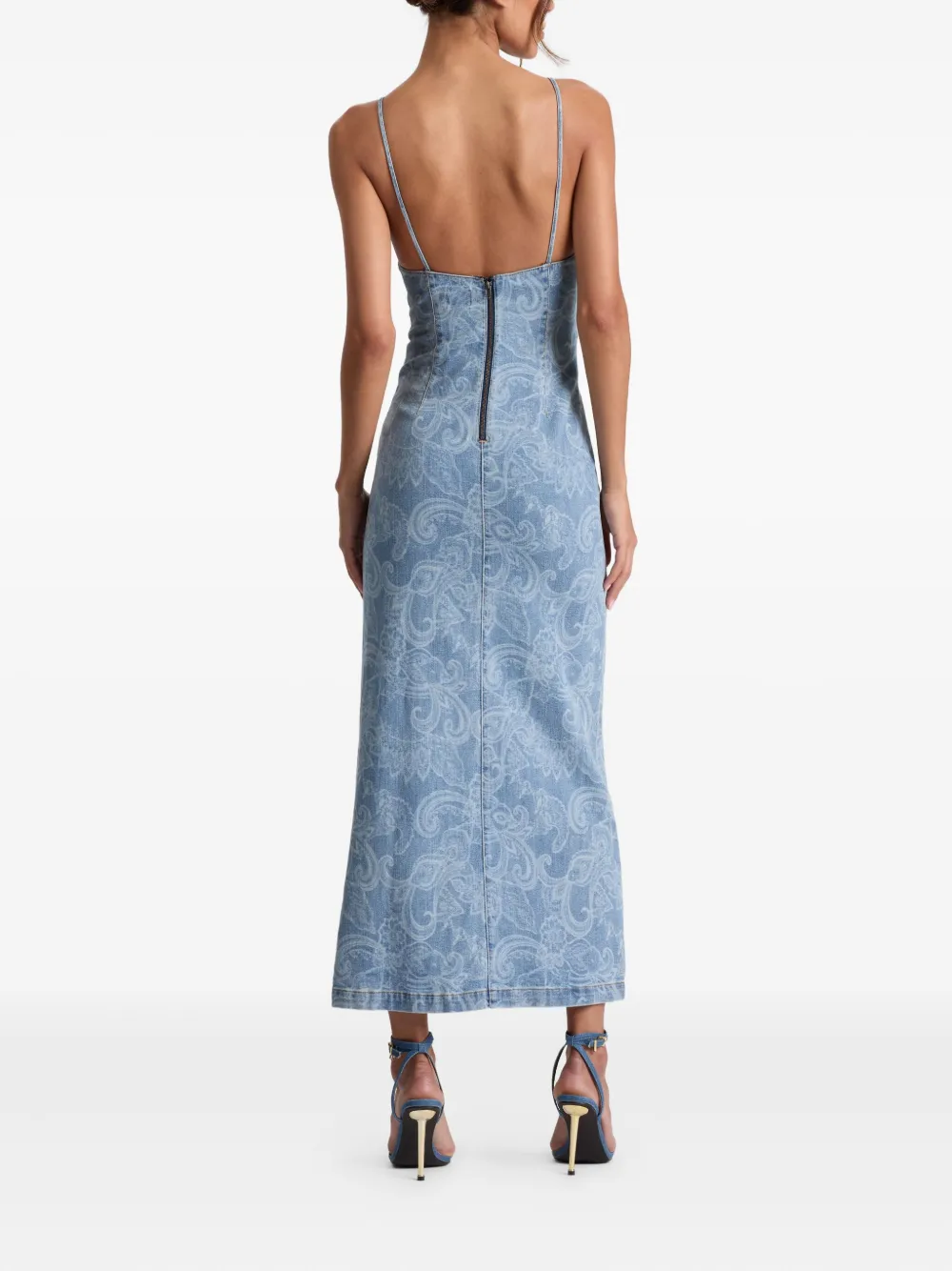 alice + olivia Julietta paisley-print midi slip dress Blauw