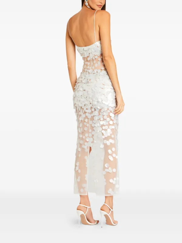 knee length dresses for ladies White Iridescent Sequin Bodycon Midi Dress