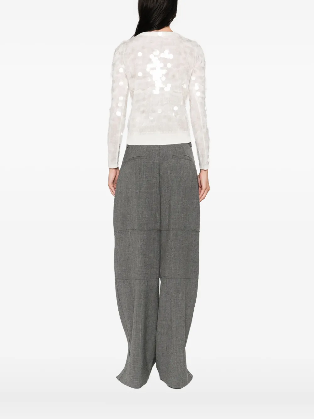 Max Mara Sequin-embellished Cardigan In White