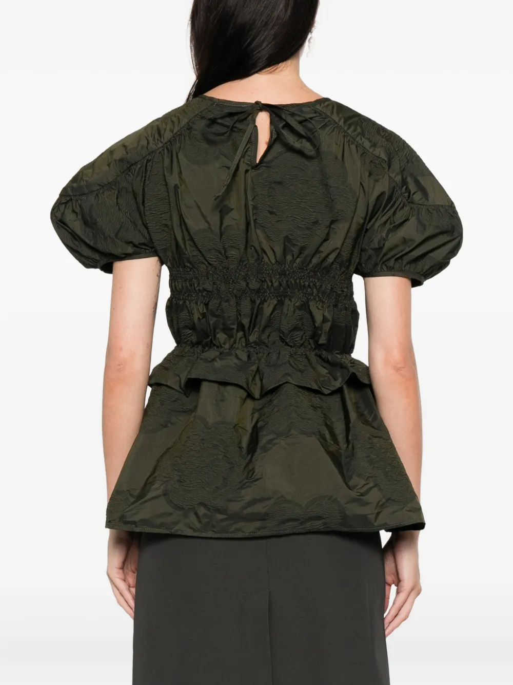 Cecilie Bahnsen puff-sleeve textured top Groen